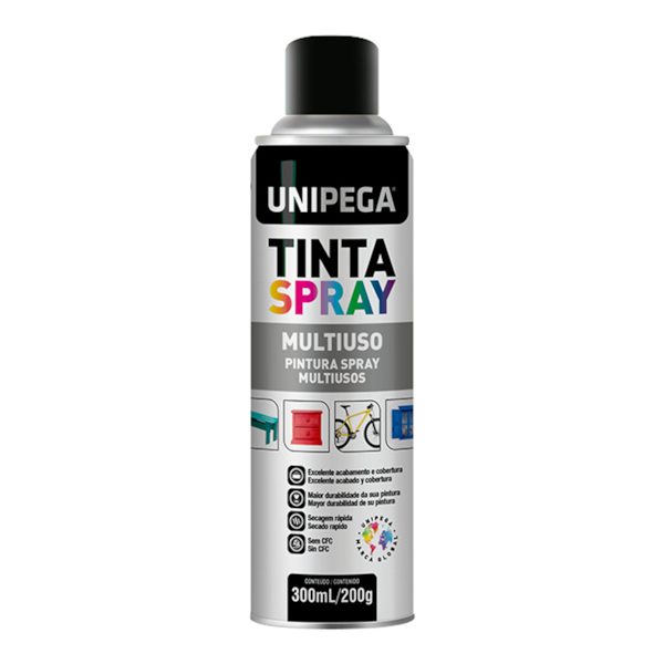 Tinta Spray Multiuso Preto Fosco 300ml/200g 05340112 Unipega-c5d8c32b-43aa-4868-b69c-12cd8753374f