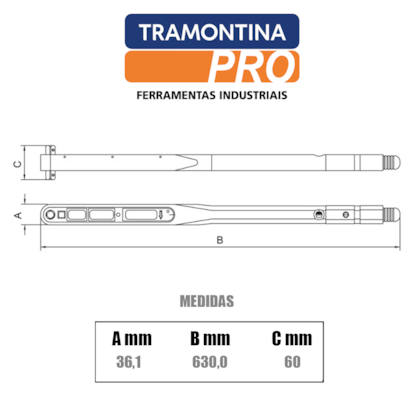 Torquimetro de Estalo Encaixe 1/2 Pol. 60-300 N.m 44506/302 Tramontina PRO-ca7eddb6-be1e-40b0-8ffd-1508b3c99c51
