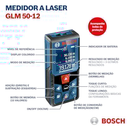 Trena a Laser Alcance 50m GLM 50-12 Bosch-ba22f1e9-6654-4846-92c6-c8ef39246276