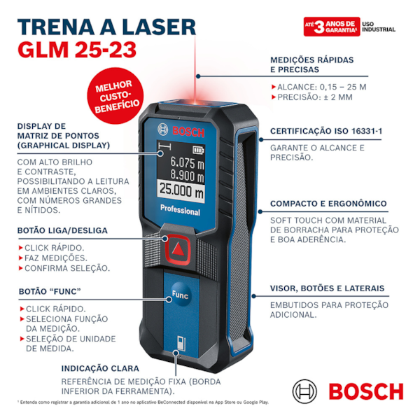 Trena a Laser Medidora de Distância 25m GLM 25-23 Bosch-0c548555-04d1-4c8a-83ae-e9c900ecea6d