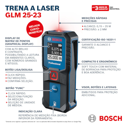Trena a Laser Medidora de Distância 25m GLM 25-23 Bosch-b919a1ef-858e-4684-a0be-ad963b02cffb