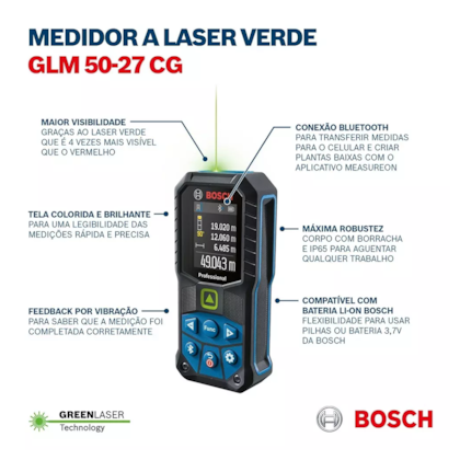 Trena a Laser Verde Professional 50m GLM 50-27 CG Bosch-49e996a1-7715-4d73-acbb-25222a80ac62