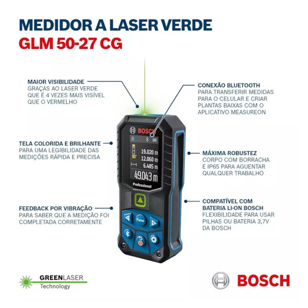 Trena a Laser Verde Professional 50m GLM 50-27 CG Bosch-8a23cbbe-346d-4903-a838-3b2cb883d9de