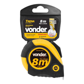 Trena de Aço Construtor 8m x 25mm Curta C/Trava Manual 3868008400 Vonder