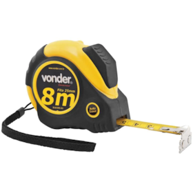 Trena de Aço Construtor 8m x 25mm Curta C/Trava Manual 3868008400 Vonder