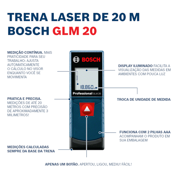 Trena Laser alcance 20 metros Bosch GLM 20-b79d8b7f-c008-49dd-84d9-fb3fd50823d0
