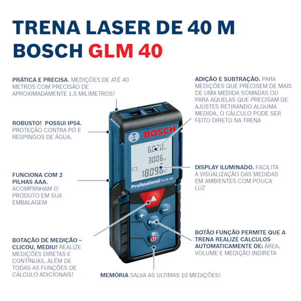 Trena Laser alcance 40 metros Bosch GLM 40-83a64298-018f-4d45-9405-e3c89587d75f