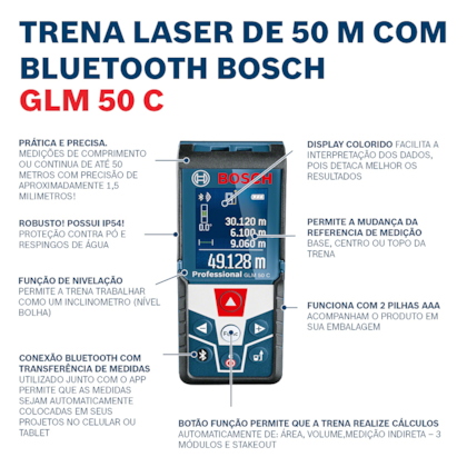 Trena Laser alcance 50 metros com Bluetooth Bosch GLM 50 C -374028d1-dabb-4c53-a4ab-f95c561ff613