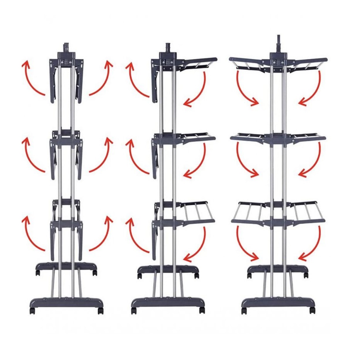 Varal de Chão Dobrável 3 Andares com Cabideiro GH108 Globalmix