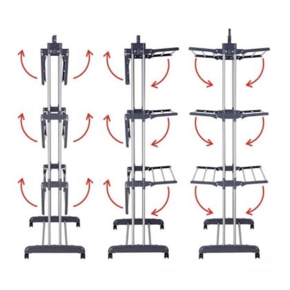 Varal de Chão Dobrável 3 Andares com Cabideiro GH108 Globalmix-ebcb2d37-d3a9-48d9-8114-3e03354832ef