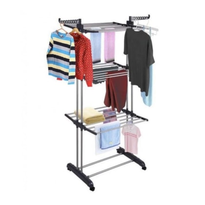 Varal de Chão Dobrável 3 Andares com Cabideiro GH108 Globalmix-e7eb69ff-1c05-49a3-bcfa-f623de4cb34a