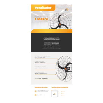 Ventilador 1mt Lite Fixo 220V V100L2 Goar -316595b2-8f7b-4ffb-a8d6-ed20f7f602a5